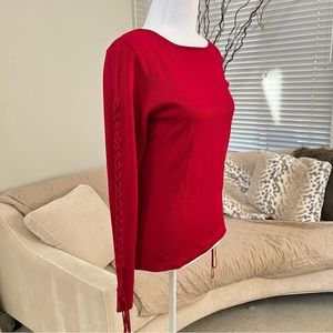 NEW y2k Red Long Sleeve With Lace Up Arm Details
